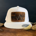 Espresso Cowhide Patch White Snapback Hat